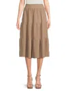 Renee C Women's Solid Tiered Midi Skirt In Mocha
