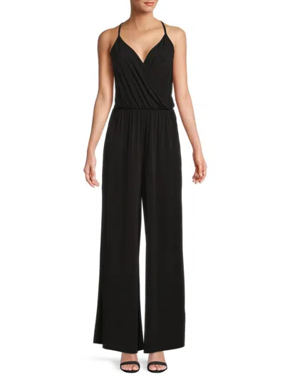 Renee C Women's Solid Wide Leg Jumpsuit In Black