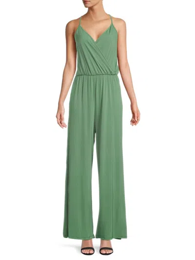 Renee C Women's Solid Wide Leg Jumpsuit In Sage