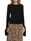 Renee C Women's Split-cuff Crewneck Sweater In Black