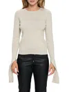 Renee C Women's Split-cuff Crewneck Sweater In Oyster