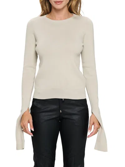 Renee C Women's Split-cuff Crewneck Sweater In Oyster