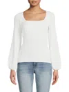 Renee C Women's Squareneck Rib Knit Top In Ivory