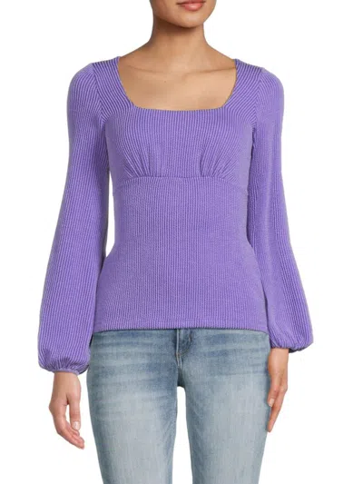 Renee C Women's Squareneck Rib Knit Top In Purple