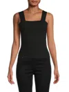 Renee C Women's Squareneck Ribbed Tank Top In Black