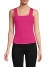 Renee C Women's Squareneck Ribbed Shell Sweater In Fuchsia