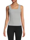 Renee C Women's Squareneck Ribbed Tank Top In Grey