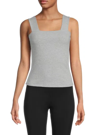 Renee C Women's Squareneck Ribbed Tank Top In Grey