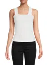 Renee C Women's Squareneck Ribbed Tank Top In White