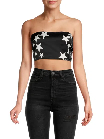 Renee C Women's Star Print Satin Tube Top In Black