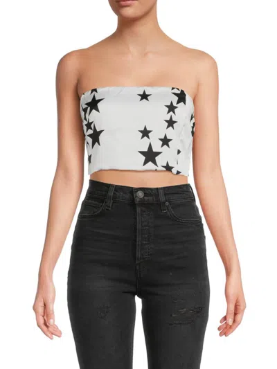 Renee C Women's Star Print Satin Tube Top In White