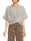 Renee C Women's Striped Crossover Crop Top In White Black