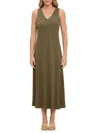 Renee C Women's Striped Linen Blend Midi Dress In Olive