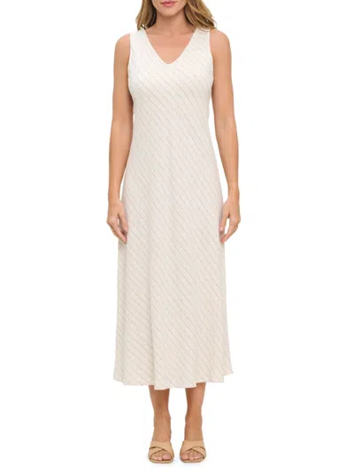 Renee C Women's Striped Linen Blend Midi Dress In Taupe