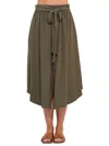 Renee C Women's Striped Linen Midi Skirt