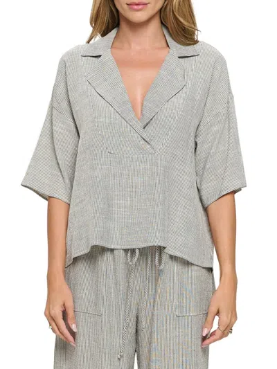 Renee C Women's Striped Oversized Top In Grey