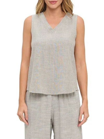 Renee C Women's Striped Top In Grey
