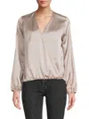 Renee C Women's Surplice Neckline Blouson Top In Beige