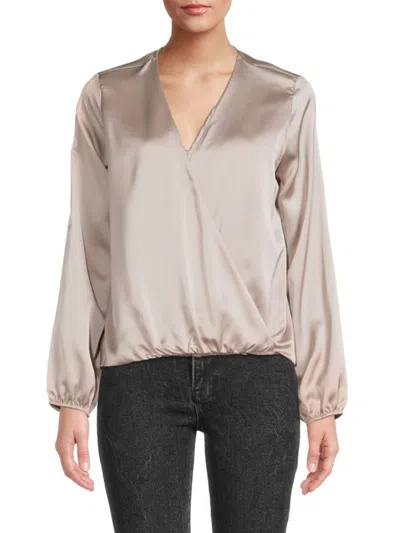 Renee C Women's Surplice Neckline Blouson Top In Beige