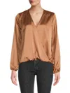 Renee C Women's Surplice Neckline Blouson Top In Caramel