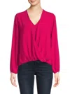 Renee C Women's Surplice Neckline Blouson Top In Magenta