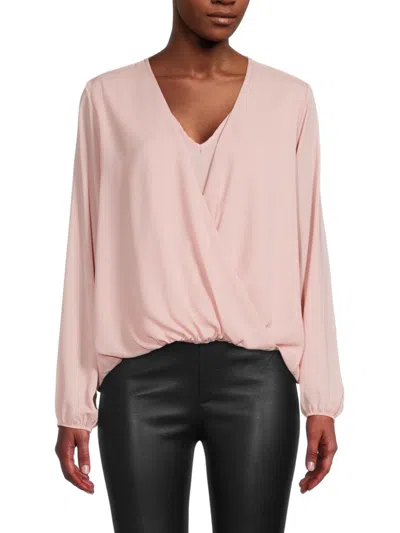 Renee C Women's Surplice Neckline Blouson Top In Pink