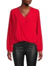 Renee C Women's Surplice Neckline Blouson Top In Red