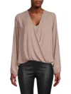 Renee C Women's Surplice Neckline Blouson Top In Taupe