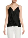 Renee C Women's Surplice Satin Camisole Top In Black