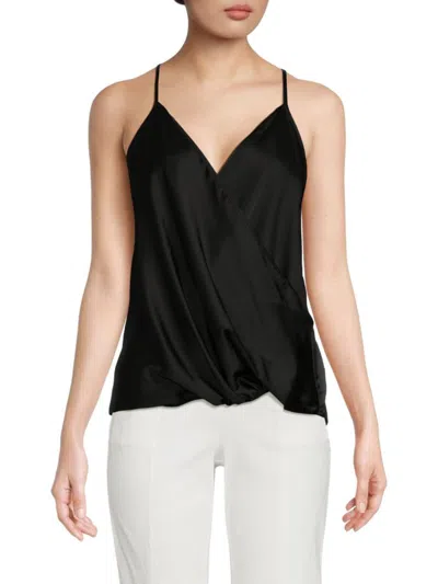 Renee C Women's Surplice Satin Camisole Top In Black