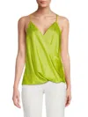 Renee C Women's Surplice Satin Camisole Top In Citron