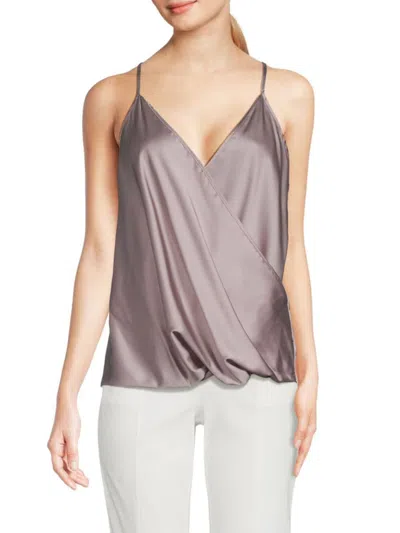 Renee C Women's Surplice Satin Camisole Top In Dusty Lavender