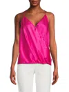 Renee C Women's Surplice Satin Camisole Top In Fuchsia