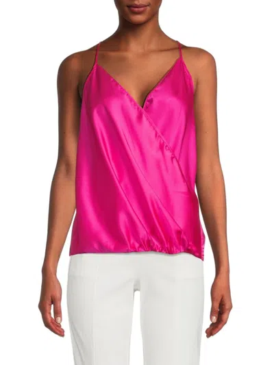 Renee C Women's Surplice Satin Camisole Top In Fuchsia