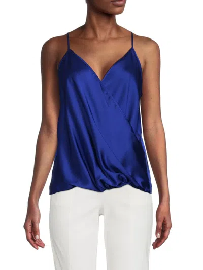 Renee C Women's Surplice Satin Camisole Top In Royal Blue