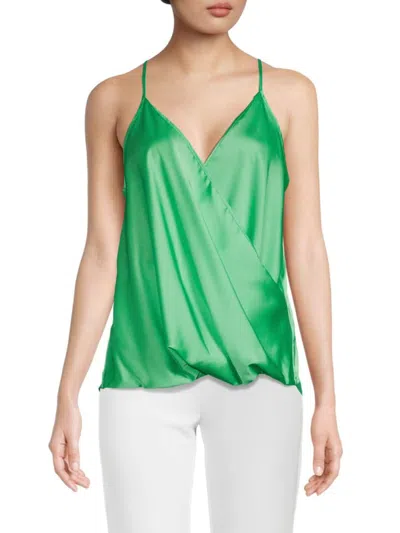 Renee C Women's Surplice Satin Camisole Top In Tea Green