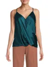 Renee C Women's Surplice Satin Camisole Top In Teal