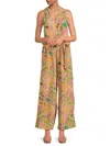 Renee C Women's Surplice Wide Leg Jumpsuit In Blush Multi