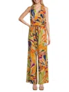 Renee C Women's Surplice Wide Leg Jumpsuit In Coral