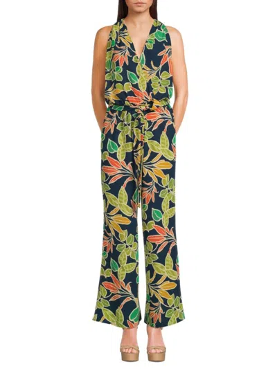 Renee C Women's Surplice Wide Leg Jumpsuit In Navy