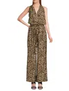 Renee C Women's Surplice Wide Leg Jumpsuit In Taupe