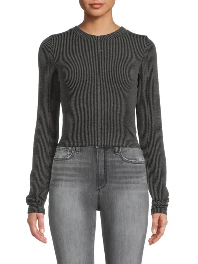 Renee C Women's Textured Knit Crop Top In Charcoal