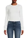 Renee C Women's Textured Knit Crop Top In Ivory