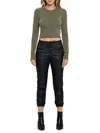 Renee C Women's Textured Knit Crop Top In Olive