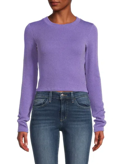 Renee C Women's Textured Knit Crop Top In Purple
