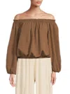 Renee C Women's Textured Off Shoulder Top In Caramel