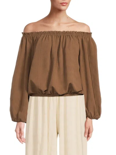Renee C Women's Textured Off Shoulder Top In Caramel