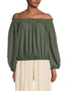 Renee C Women's Textured Off Shoulder Top In Olive