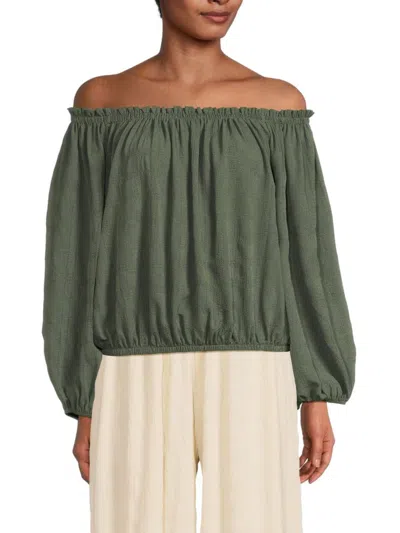 Renee C Women's Textured Off Shoulder Top In Olive