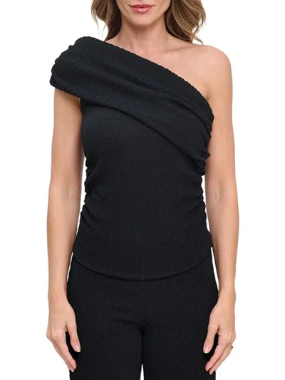 Renee C Women's Textured One-shoulder Top In Black
